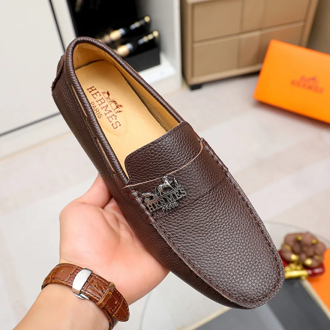 Men's shoes 💰360 🕷🕷【HERMES】The same style as Hermès counters🇨🇳Classic slip-on shoes 1:1 mold opening💯Original quality🍓Using imported first-layer cowhide🍅Pigskin lining🌶🌶Super high-end men's leather shoes🇨🇳Solid and stable Very special🍇 Color, optional! Code number 38-45……